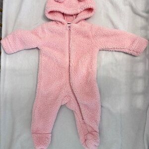 Cozy Pink Fleece Baby One Piece 6-12 Months